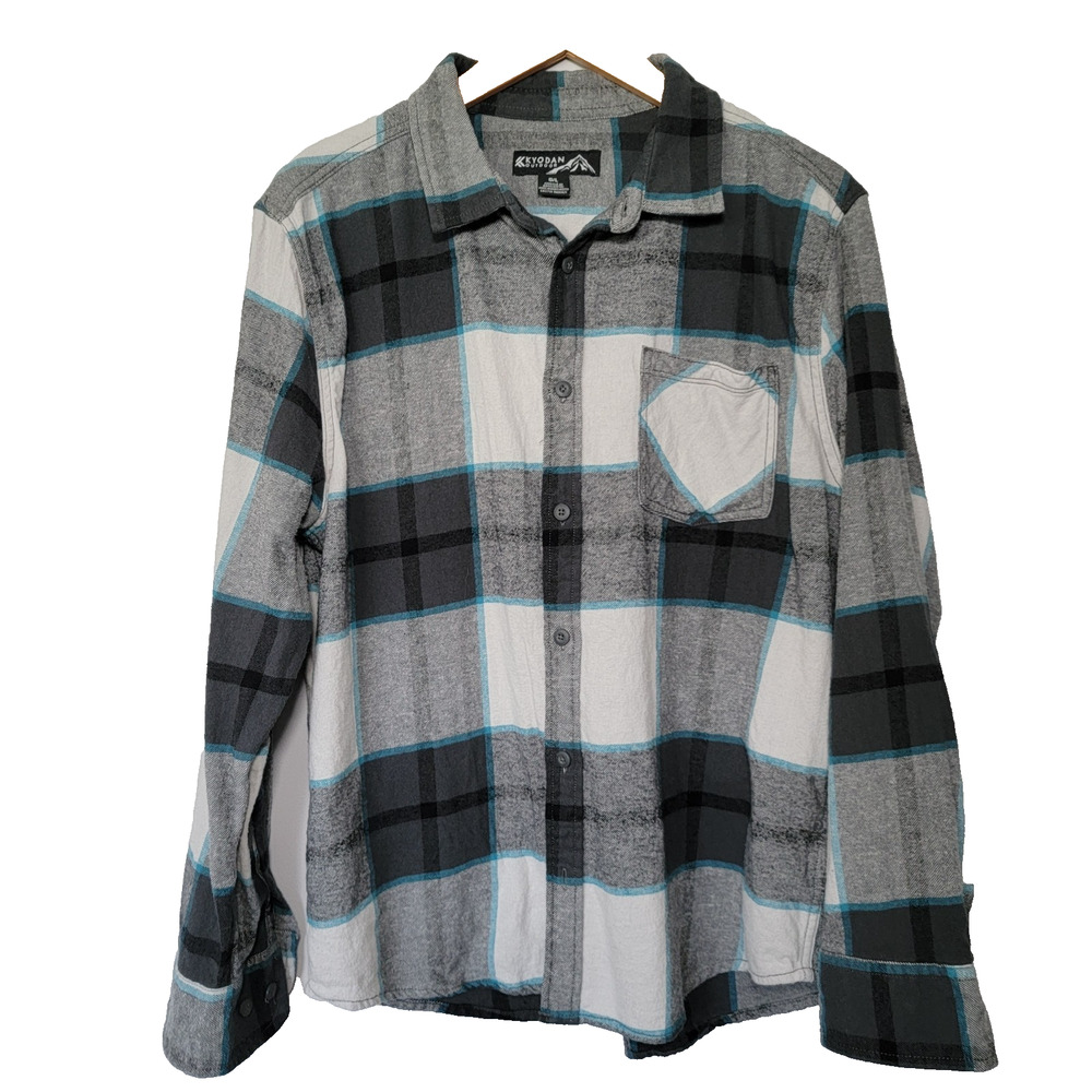 Kyodan Flannel Shirt Sz L 100% Cotton Midweight Outdoors Workstyle Casual Warm